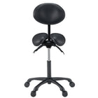 Master Massage Berkeley Ergonomic Saddle Stool -Two Split Part Seat StoolHydraulic Swivel Rolling Seat & Saddle Posture Correction Chair Seat with Backrest and Adjustable Title Angle and Height Black (2 Color Options)
