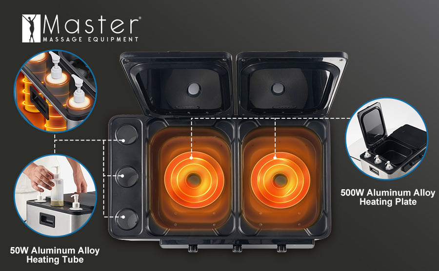 Master Massage Professional Electric Multifunctional Massage Stone Heater, Steam Cooking Heater & 3 Bottle Massage Oil/Lotion/Gel Heater