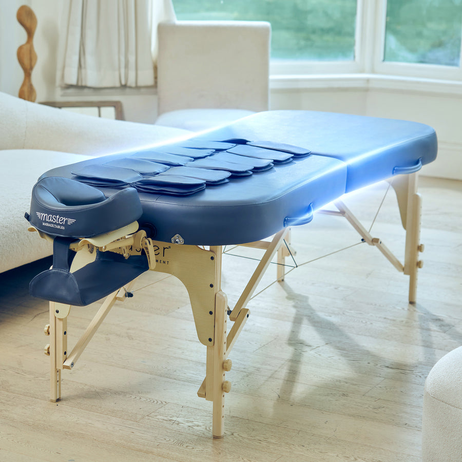 Master Massage 30” Concord Airwave Full Body Stretching Portable Massage Table with Airbags Compression, Lumbar & Neck Traction, Back, Waist, Hip Leg Massage. For Beauty Salon, Massage Professionals and Home Use Chiropractic Table (Royal Blue)