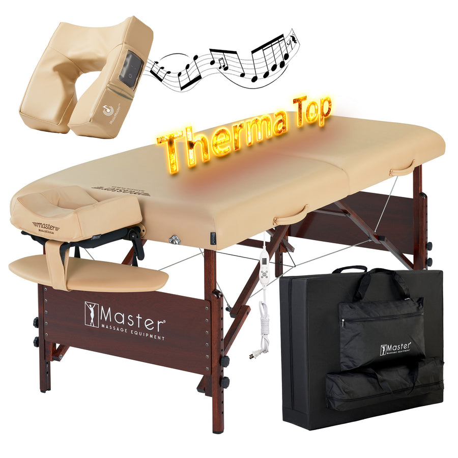 Master Massage 30" DEL RAY™ Portable Massage Table Package with THERMA-TOP® - Built-In Adjustable Heating System for Extreme Comfort! (Sand Color)