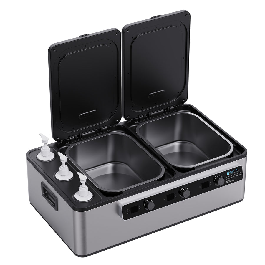 Master Massage Professional Electric Multifunctional Massage Stone Heater, Steam Cooking Heater & 3 Bottle Massage Oil/Lotion/Gel Heater