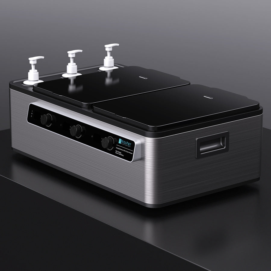 Master Massage Professional Electric Multifunctional Massage Stone Heater, Steam Cooking Heater & 3 Bottle Massage Oil/Lotion/Gel Heater