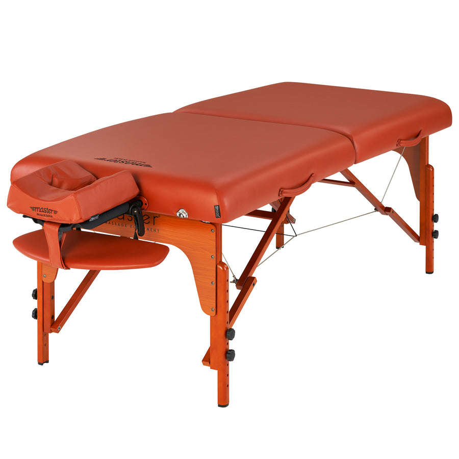 Master Massage 31" SANTANA™ Portable Massage Table Package with MEMORY FOAM Layer, Shiatsu Cables, & Reiki Panels! (Mountain Red Color)
