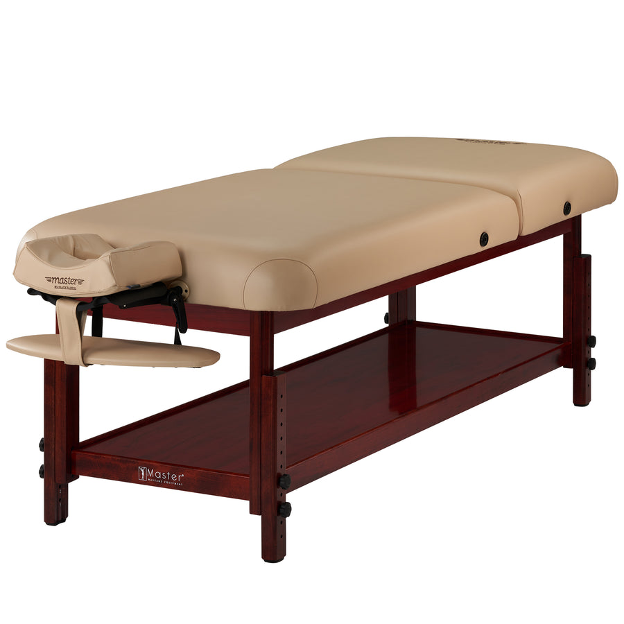 Master Massage 31" SPAMASTER™ Stationary Massage Table Package with Lift Back Action & MEMORY FOAM! (Cream Color)
